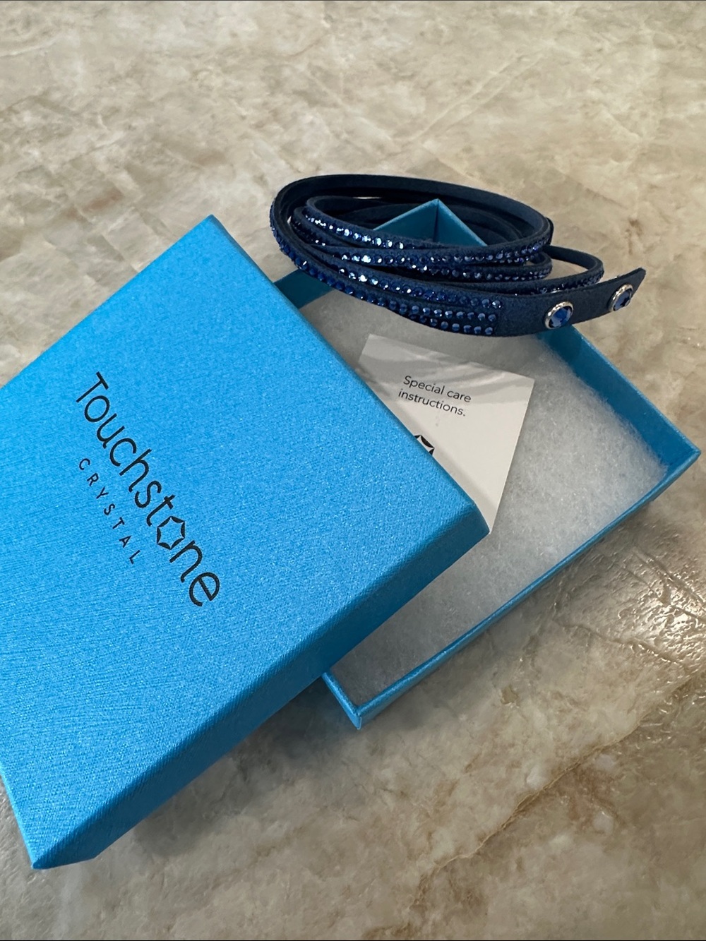Touchstone Crystal Navy Multi‑Wrap Bracelet with Crystal Detailing